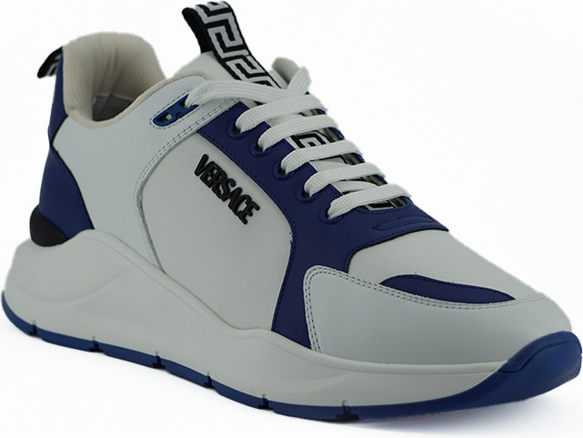 Кроссовки Versace Elegant Blue and White Leather Sneakers