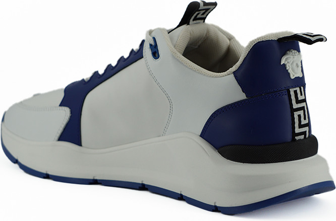 Кроссовки Versace Elegant Blue and White Leather Sneakers