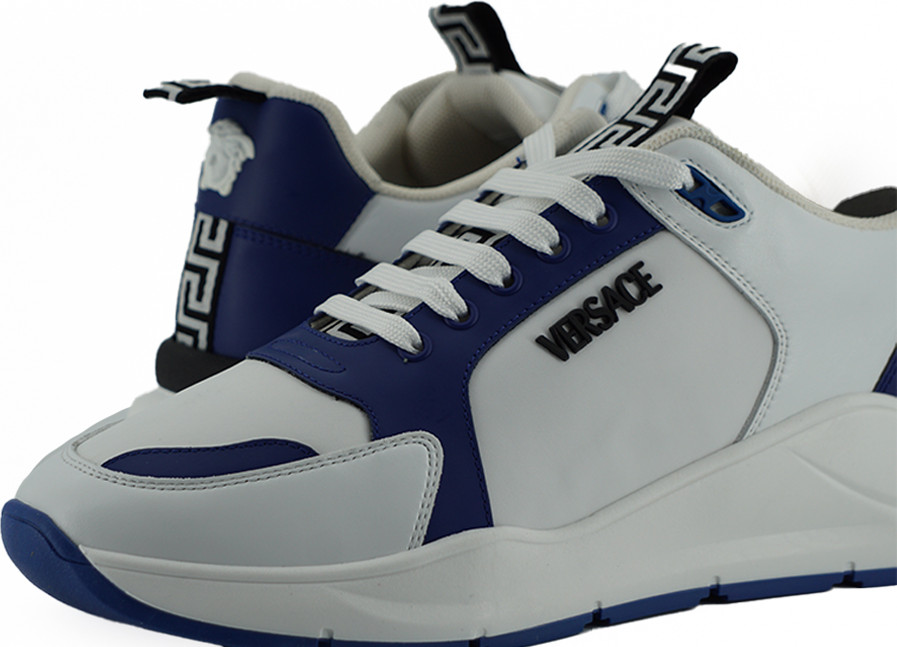 Кроссовки Versace Elegant Blue and White Leather Sneakers
