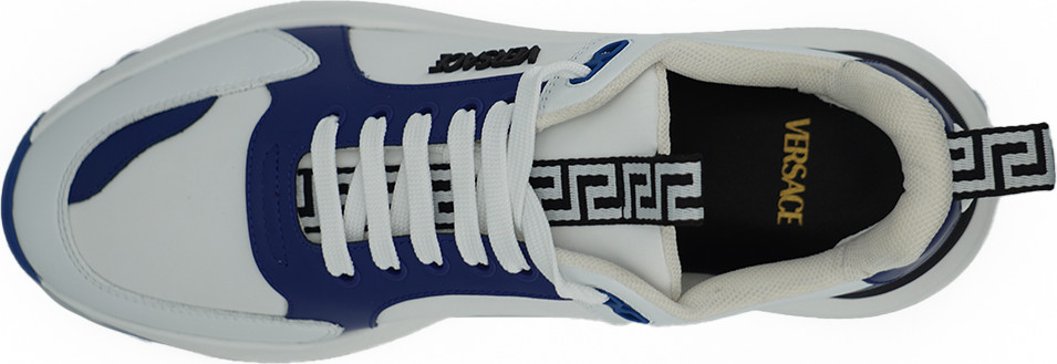 Кроссовки Versace Elegant Blue and White Leather Sneakers