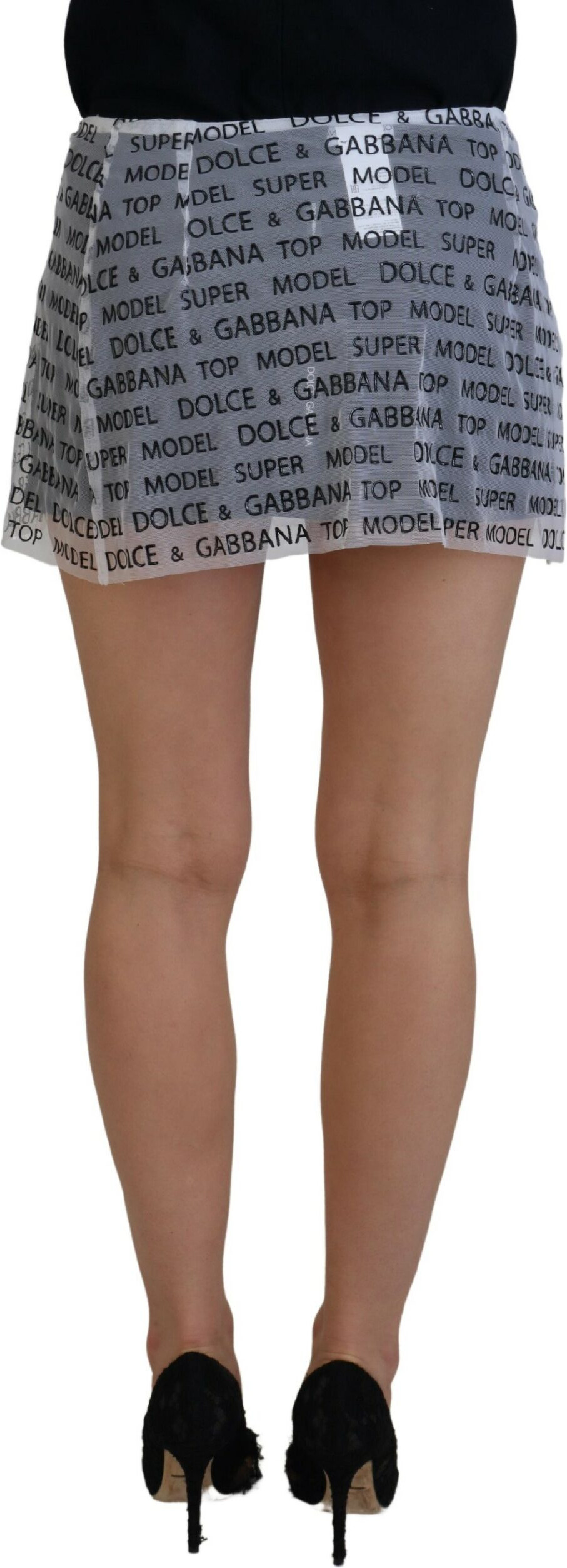 Юбка Dolce & Gabbana Белый Логотип Сетчатая А-силуэта Мини-юбка