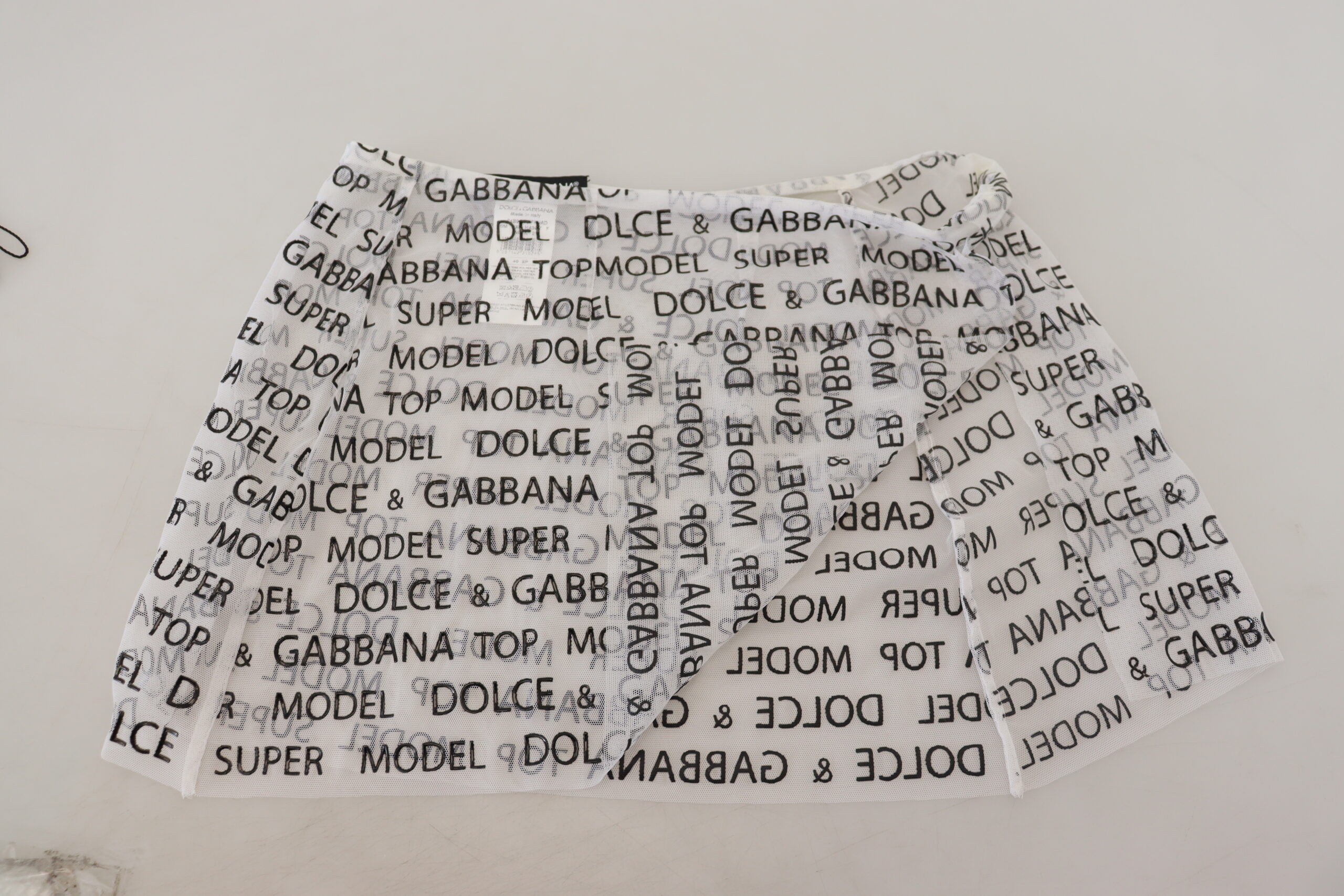 Юбка Dolce & Gabbana Белый Логотип Сетчатая А-силуэта Мини-юбка