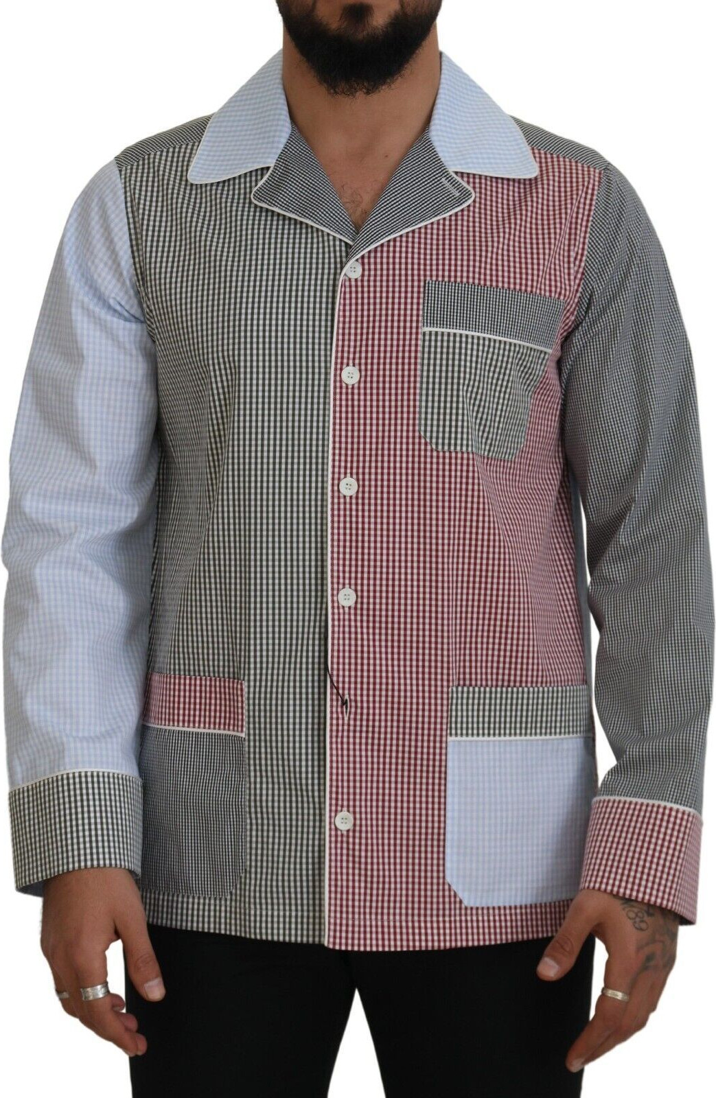 Shirt Dolce & Gabbana Multicolor Patchwork Cotton Long Sleeves Shirt