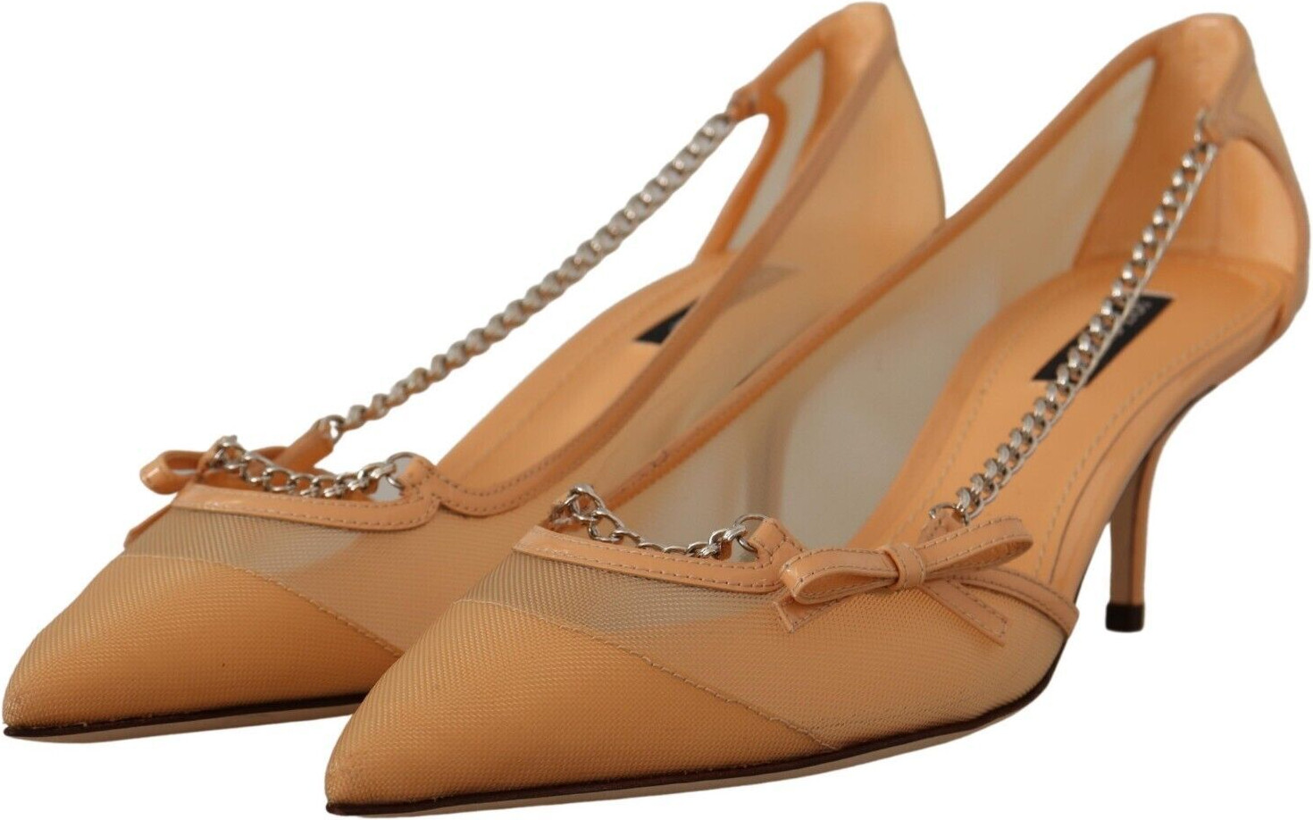 Dolce & Gabbana To'pi To'pi Tuflilari Peach Mesh Deri Tuflilari Oyoq Kiyimlari