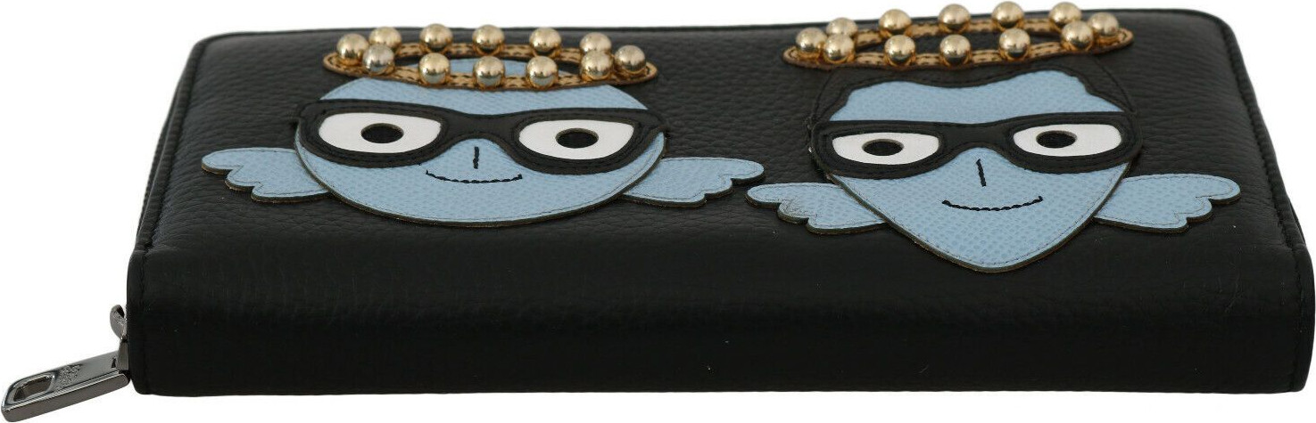 Wallet Dolce & Gabbana Elegant Black Leather Zip Wallet