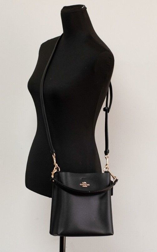 Handbag Coach Mollie 22 Small Black Doublefaced Leather Bucket Crossbody