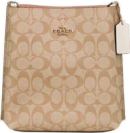 Crossbody Handbag Coach Mollie 22 Small Light Khaki Coated Canvas Bucket