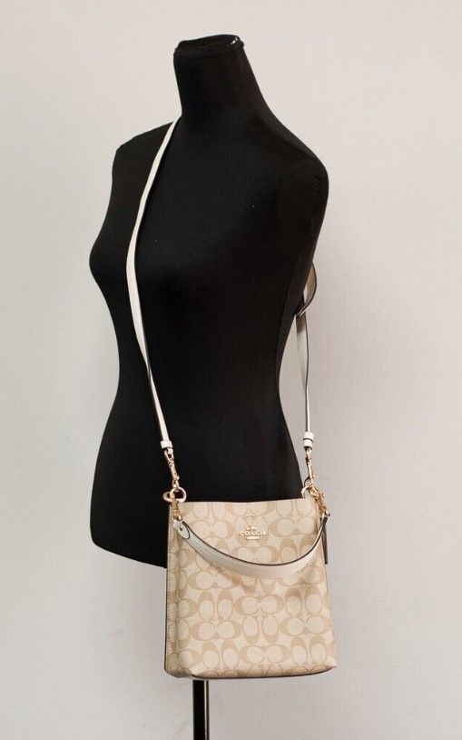 Crossbody Handbag Coach Mollie 22 Small Light Khaki Coated Canvas Bucket