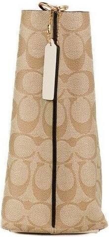 Crossbody Handbag Coach Mollie 22 Small Light Khaki Coated Canvas Bucket