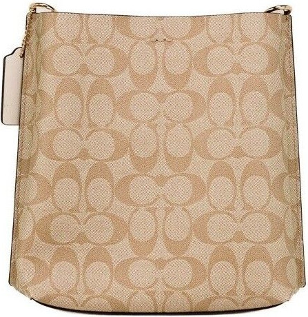 Crossbody Handbag Coach Mollie 22 Small Light Khaki Coated Canvas Bucket