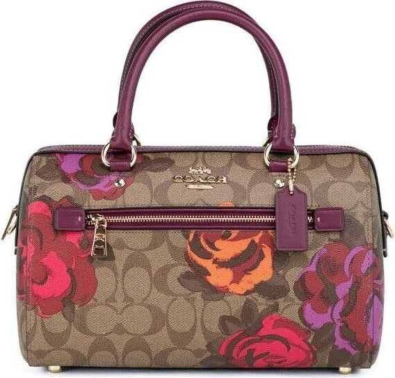 Satchel Handbag Coach Rowan Medium Jumbo Floral Print Coated Canvas