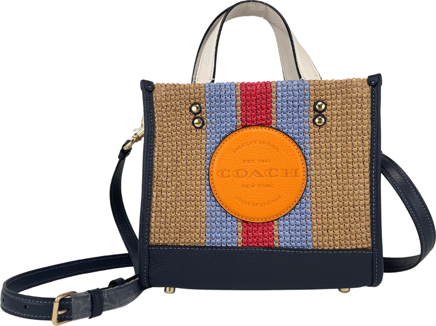 Сумка-тоут Coach Dempsey Straw Natural Multi Tote 22 Сумка через плечо Сумка-багет