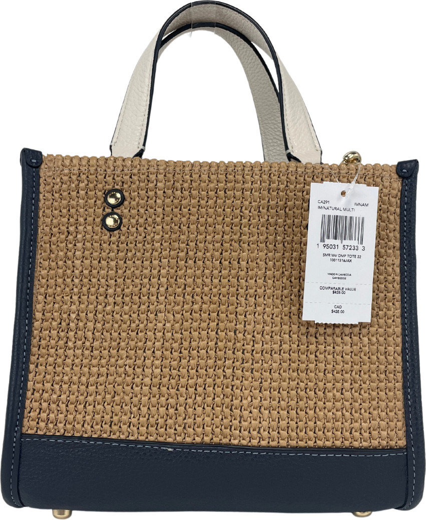Сумка-тоут Coach Dempsey Straw Natural Multi Tote 22 Сумка через плечо Сумка-багет
