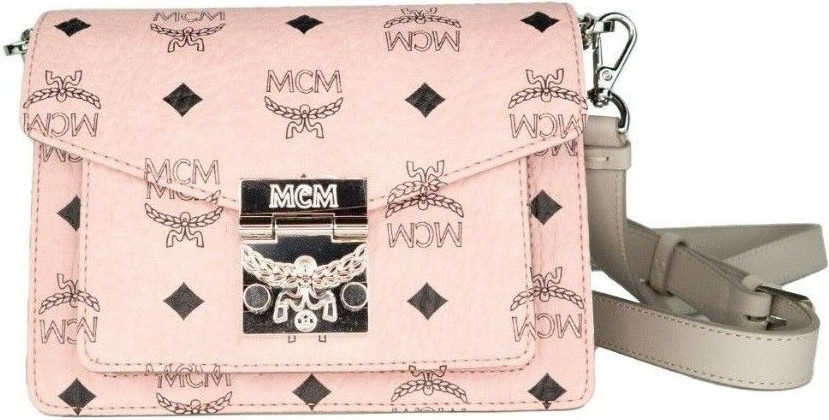Crossbody Handbag MCM Signature Soft Pink Diamond Logo Leather Mini Flap Lock