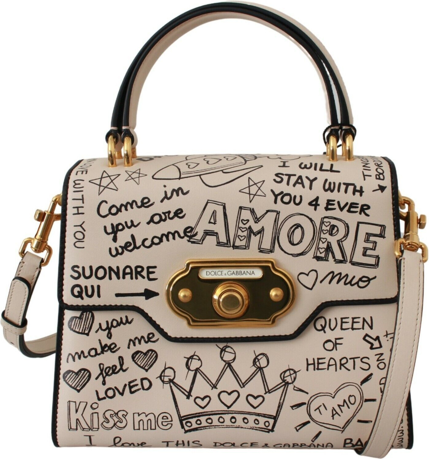 Dolce & GabbanaElegant Beige Terini Welcome Bag, Oltin detallarga ega