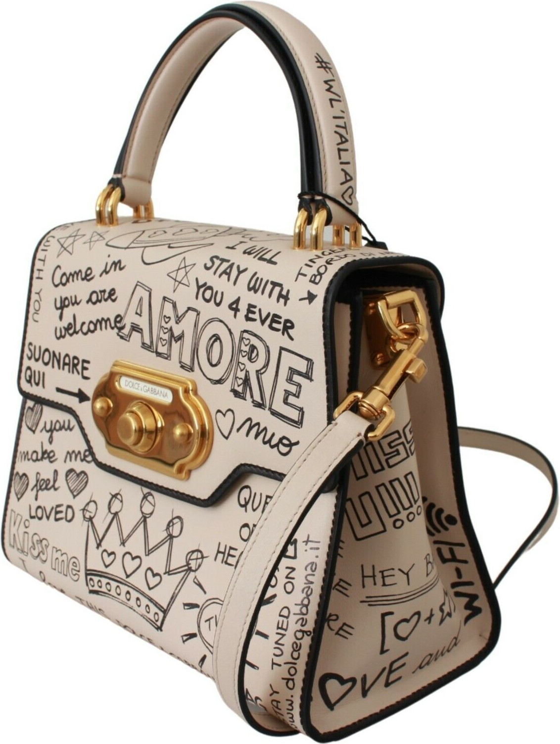 Dolce & GabbanaElegant Beige Terini Welcome Bag, Oltin detallarga ega