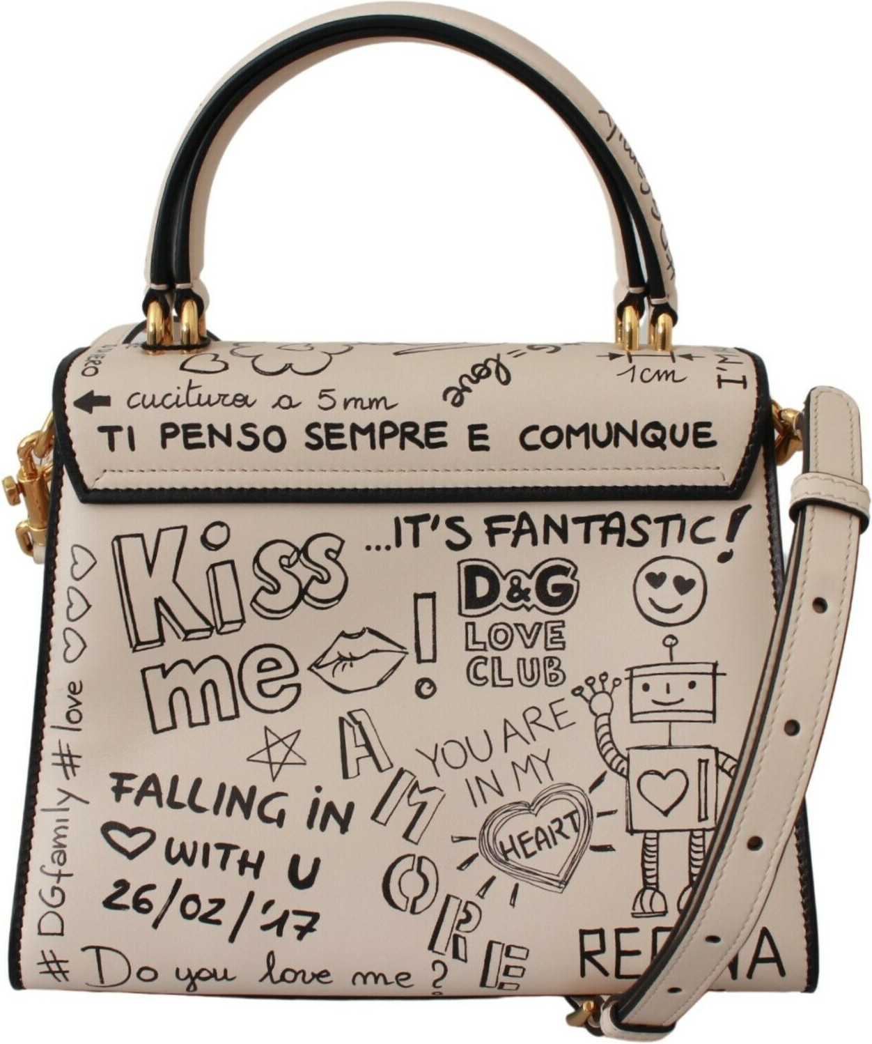 Dolce & GabbanaElegant Beige Terini Welcome Bag, Oltin detallarga ega