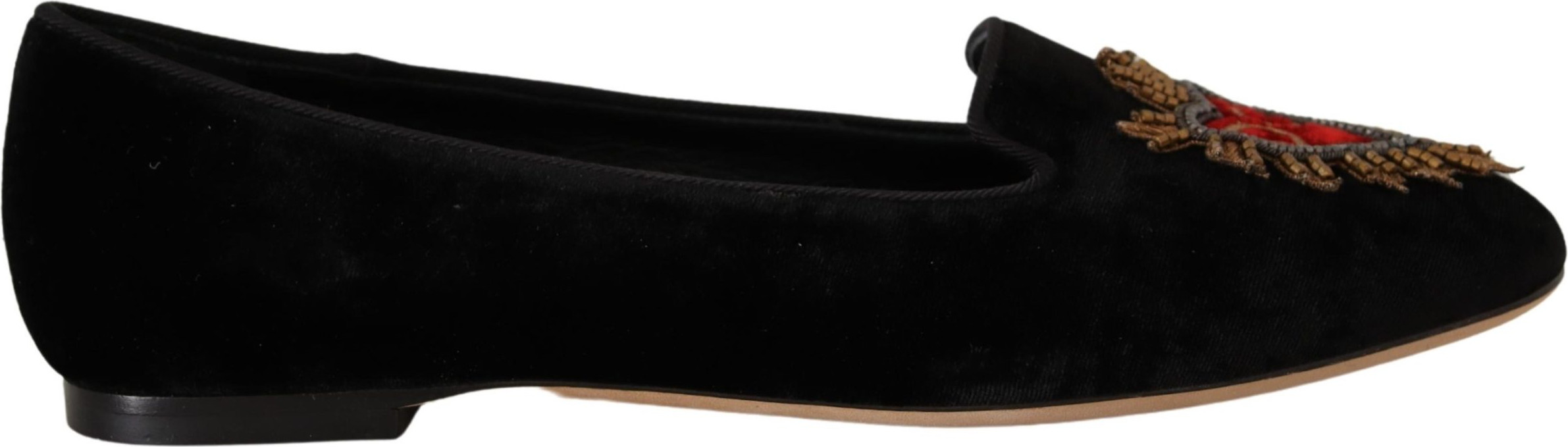 Flat Shoes Dolce & Gabbana Black DG Sacred Heart Patch