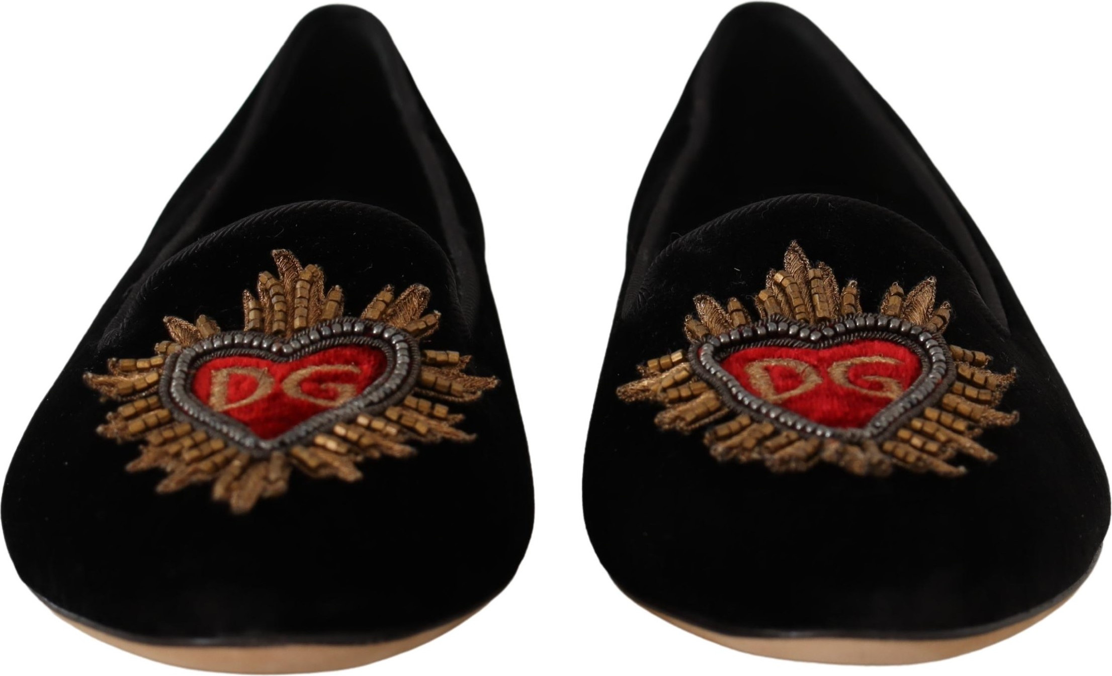Dolce & Gabbana Qora Muqaddas Yurak Patchli Sliponlar