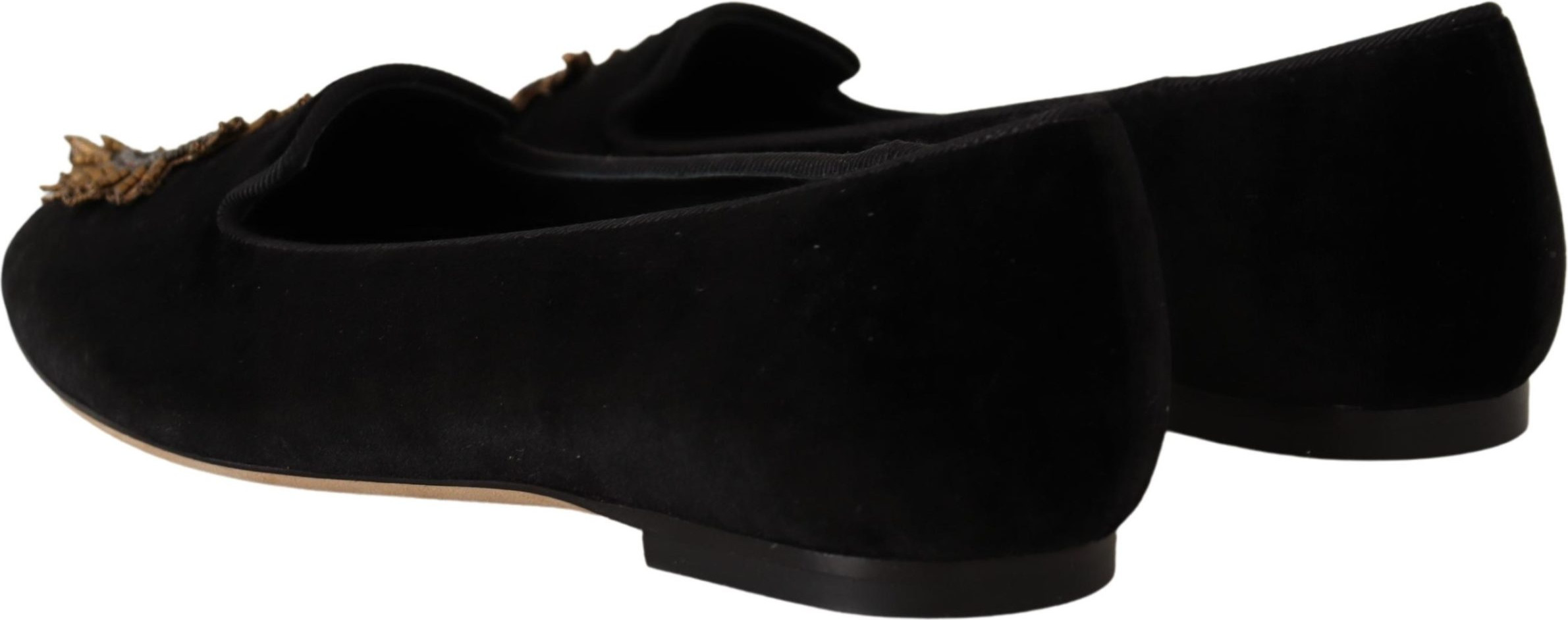 Dolce & Gabbana Qora Muqaddas Yurak Patchli Sliponlar