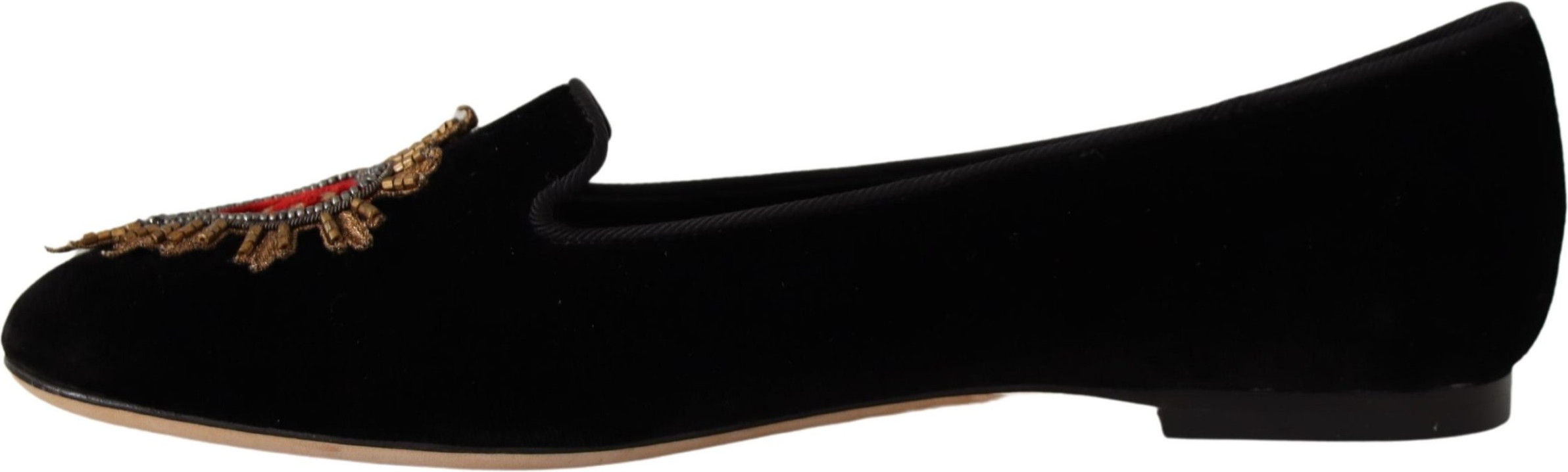 Dolce & Gabbana Qora Muqaddas Yurak Patchli Sliponlar