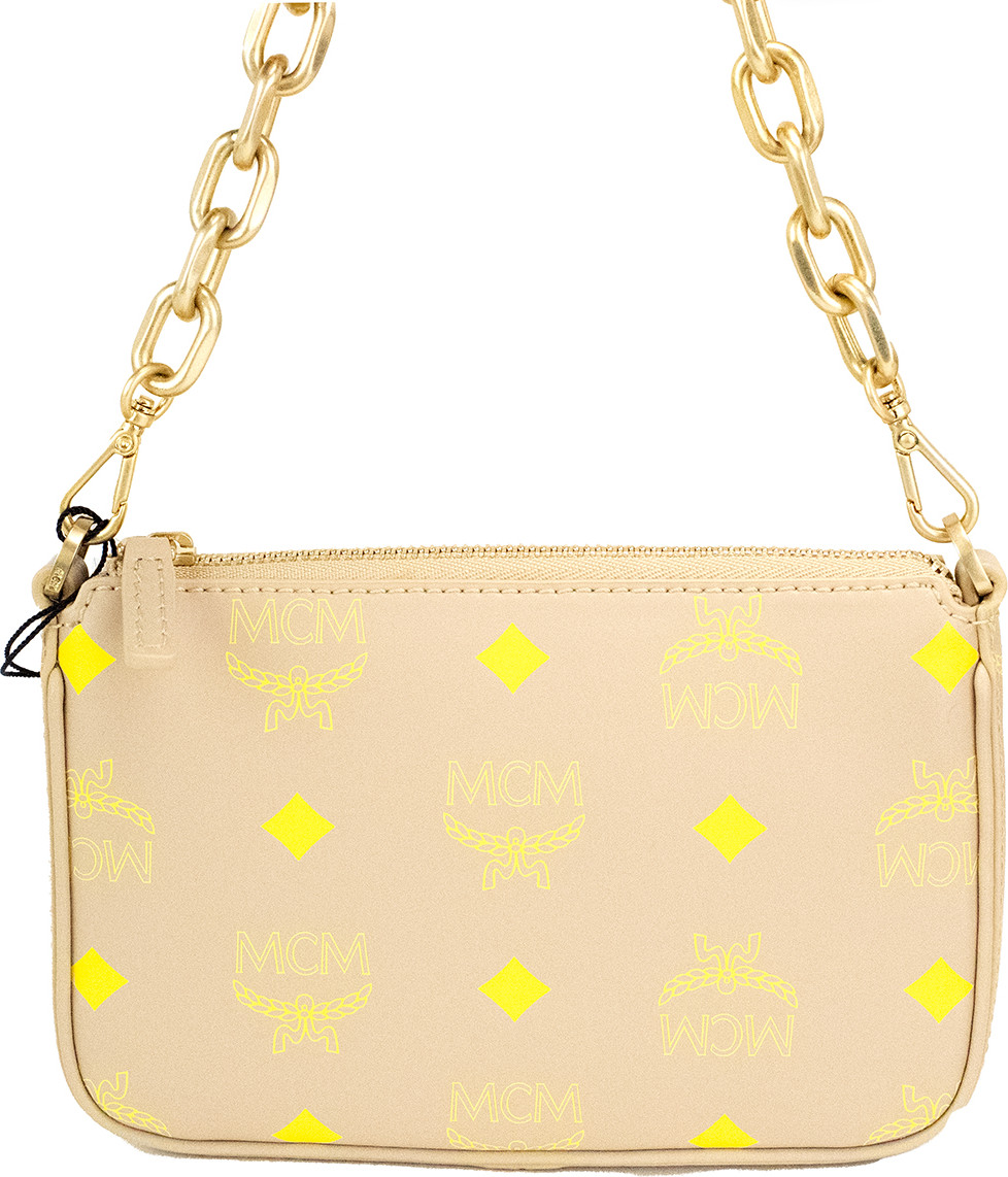 Сумка через плечо MCM Color Splash Logo Croissant из гладкой кожи Мини-клатч