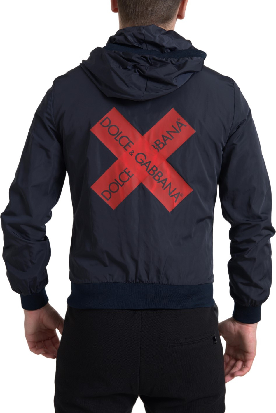 Dolce & Gabbana Moviy Kapyushonli Logotipli Polyester Liboslio Yangi Switer