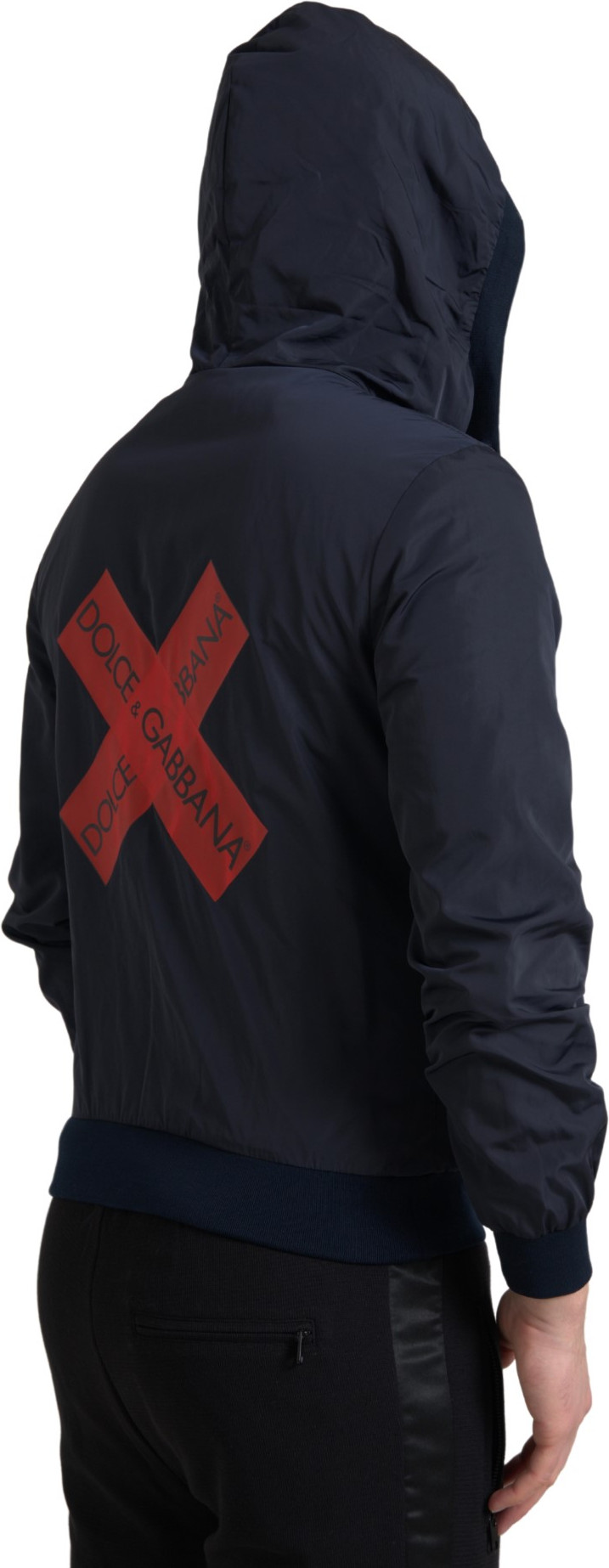 Dolce & Gabbana Moviy Kapyushonli Logotipli Polyester Liboslio Yangi Switer