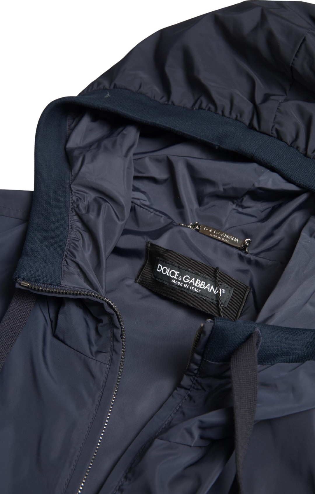 Dolce & Gabbana Moviy Kapyushonli Logotipli Polyester Liboslio Yangi Switer