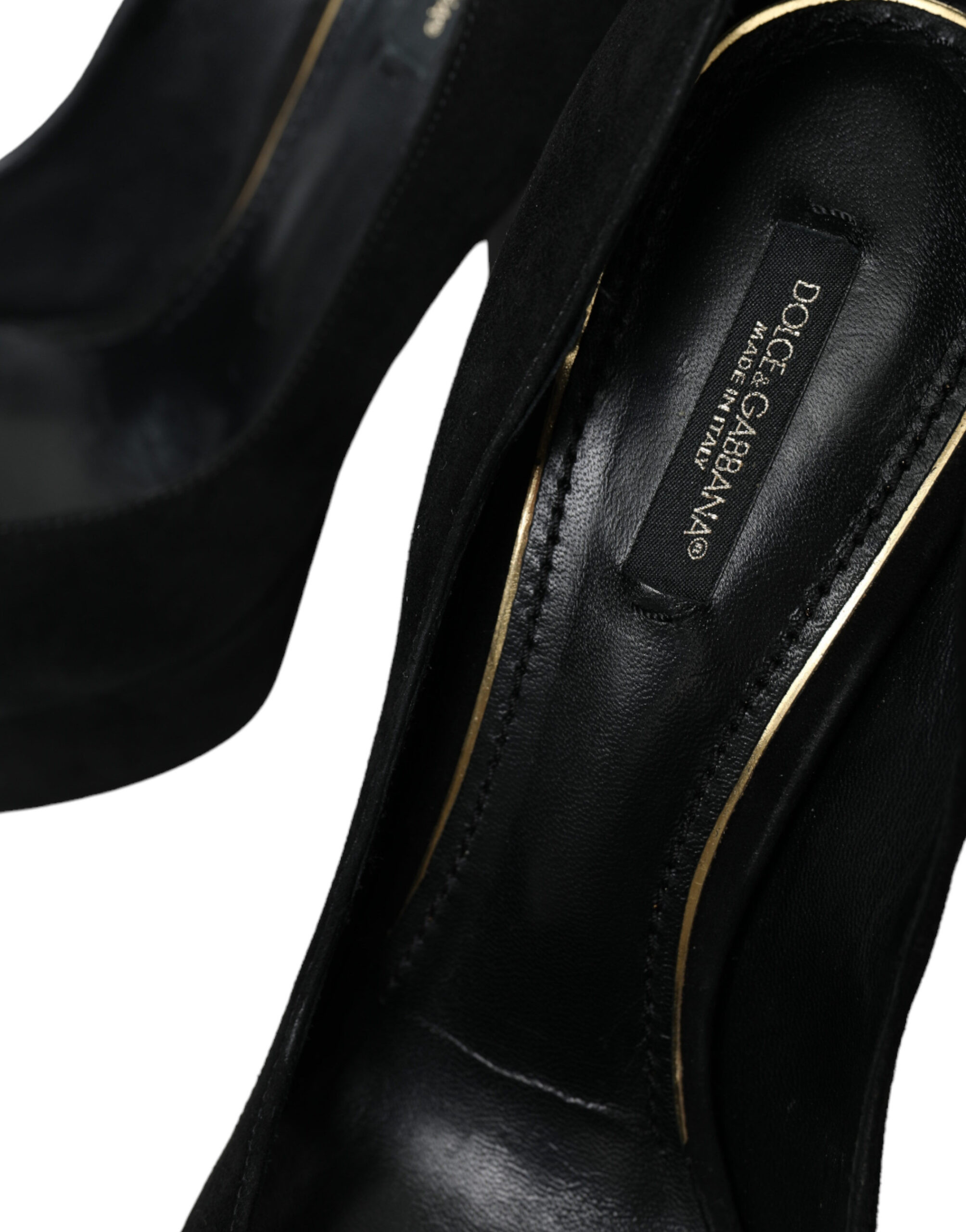 Туфли Черная Замша Кожа Платформа Каблук-Колонка Dolce & Gabbana