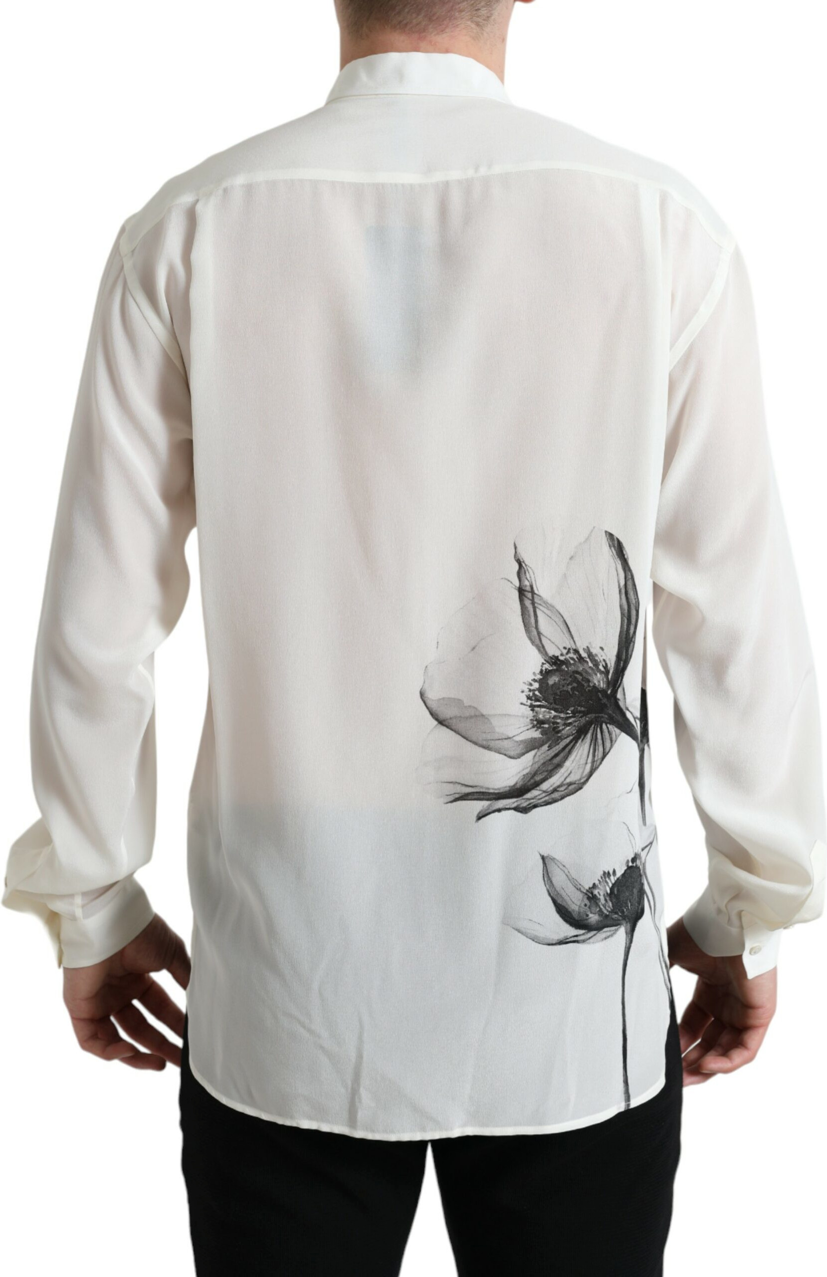 Shirt Dolce & Gabbana White Floral Collared Dress Shirt
