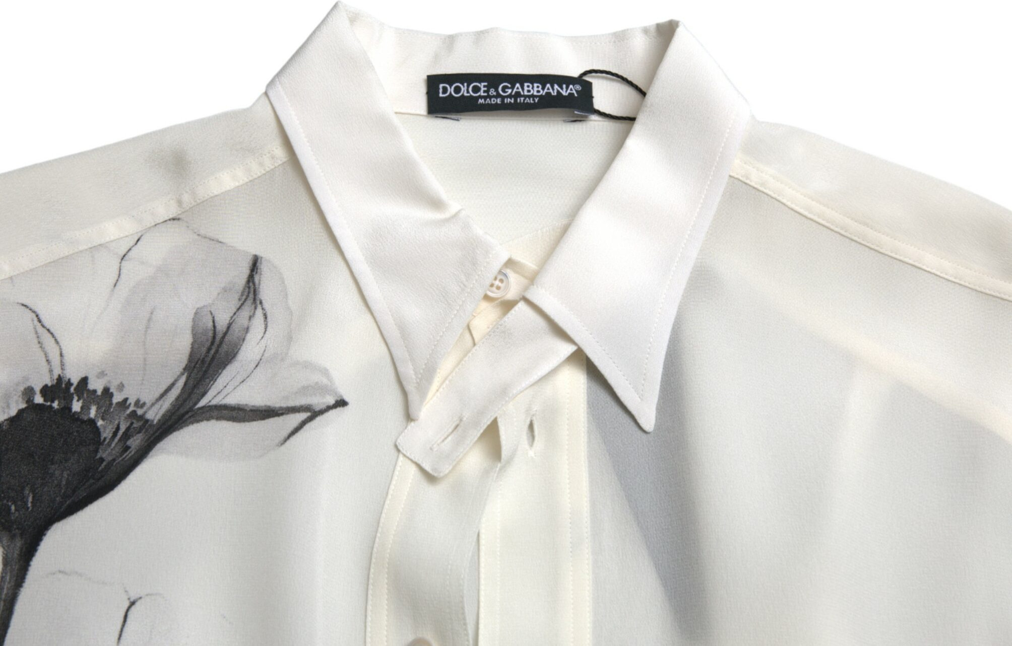 Shirt Dolce & Gabbana White Floral Collared Dress Shirt