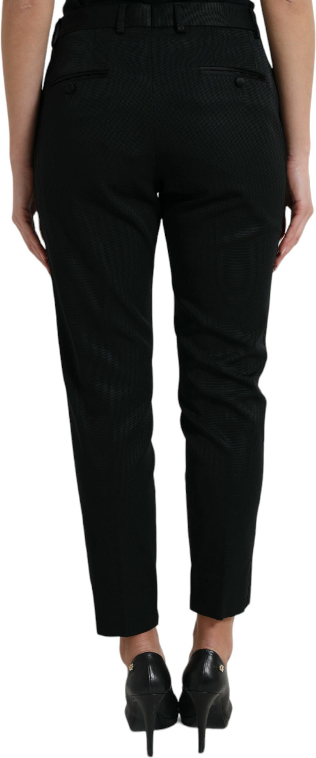 Dolce & Gabbana Black Wool Keng Bel Yengil To'piq Ichida Shimlar