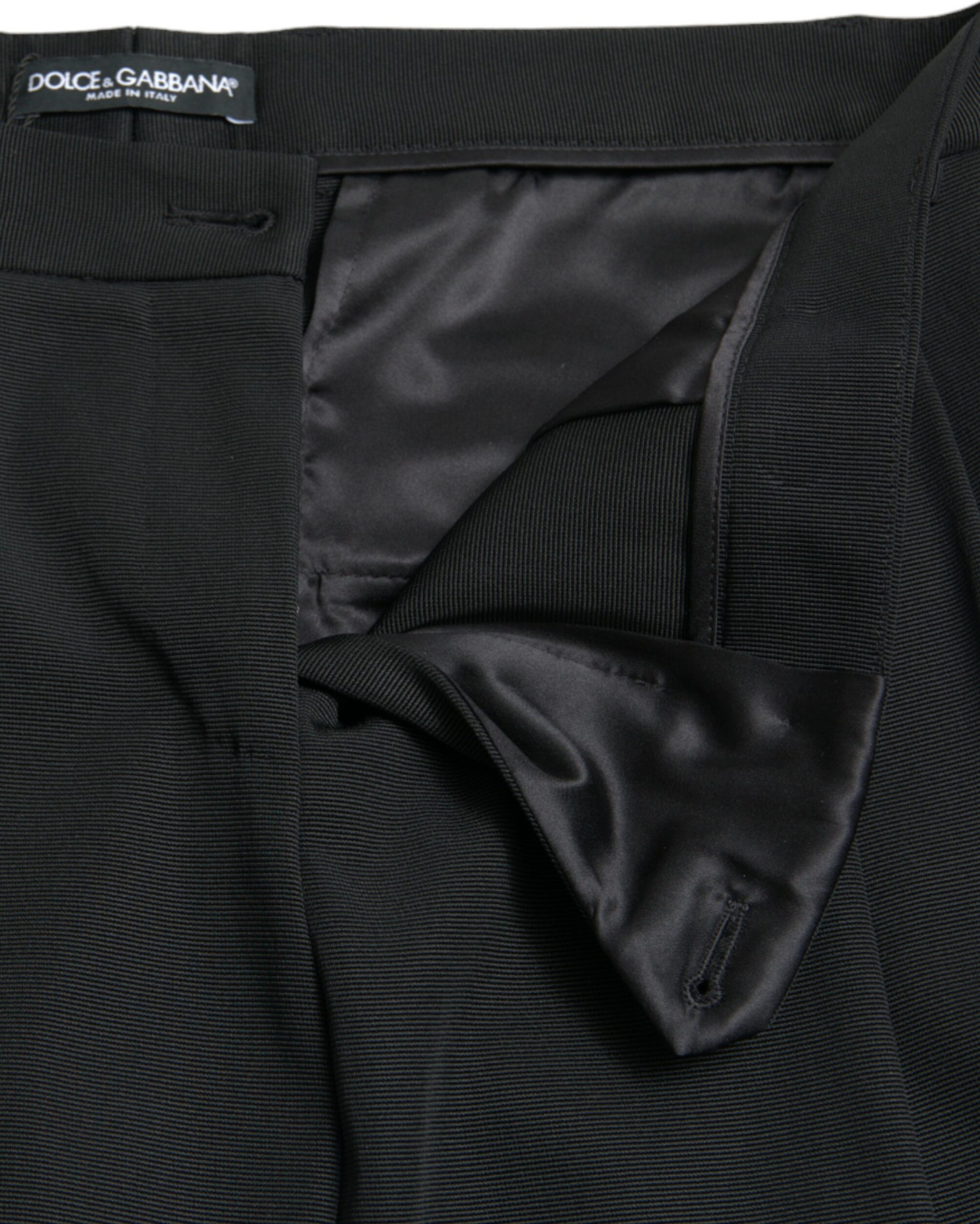 Dolce & Gabbana Black Wool Keng Bel Yengil To'piq Ichida Shimlar