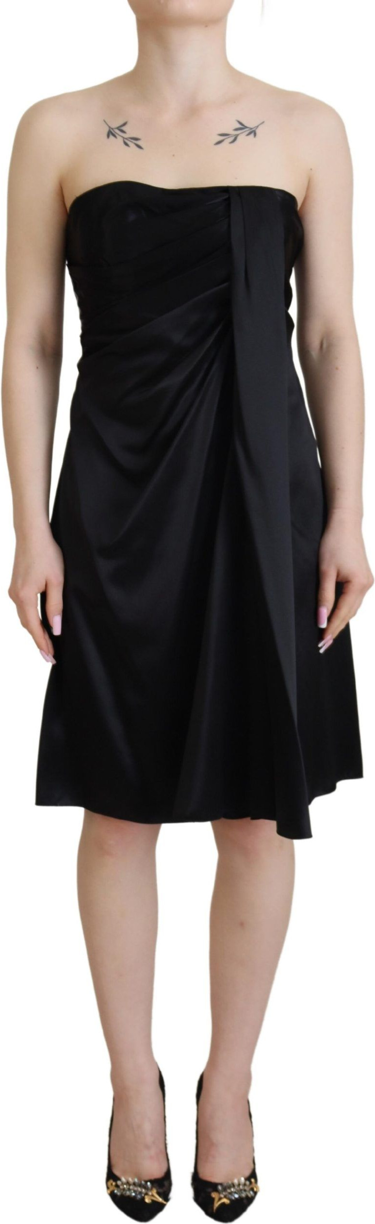 Dress Dolce & Gabbana Black Silk Shift Short Mini Party