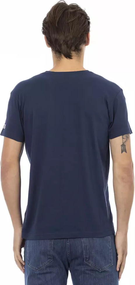 T-Shirt Trussardi Blue Cotton Men's V-Neck
