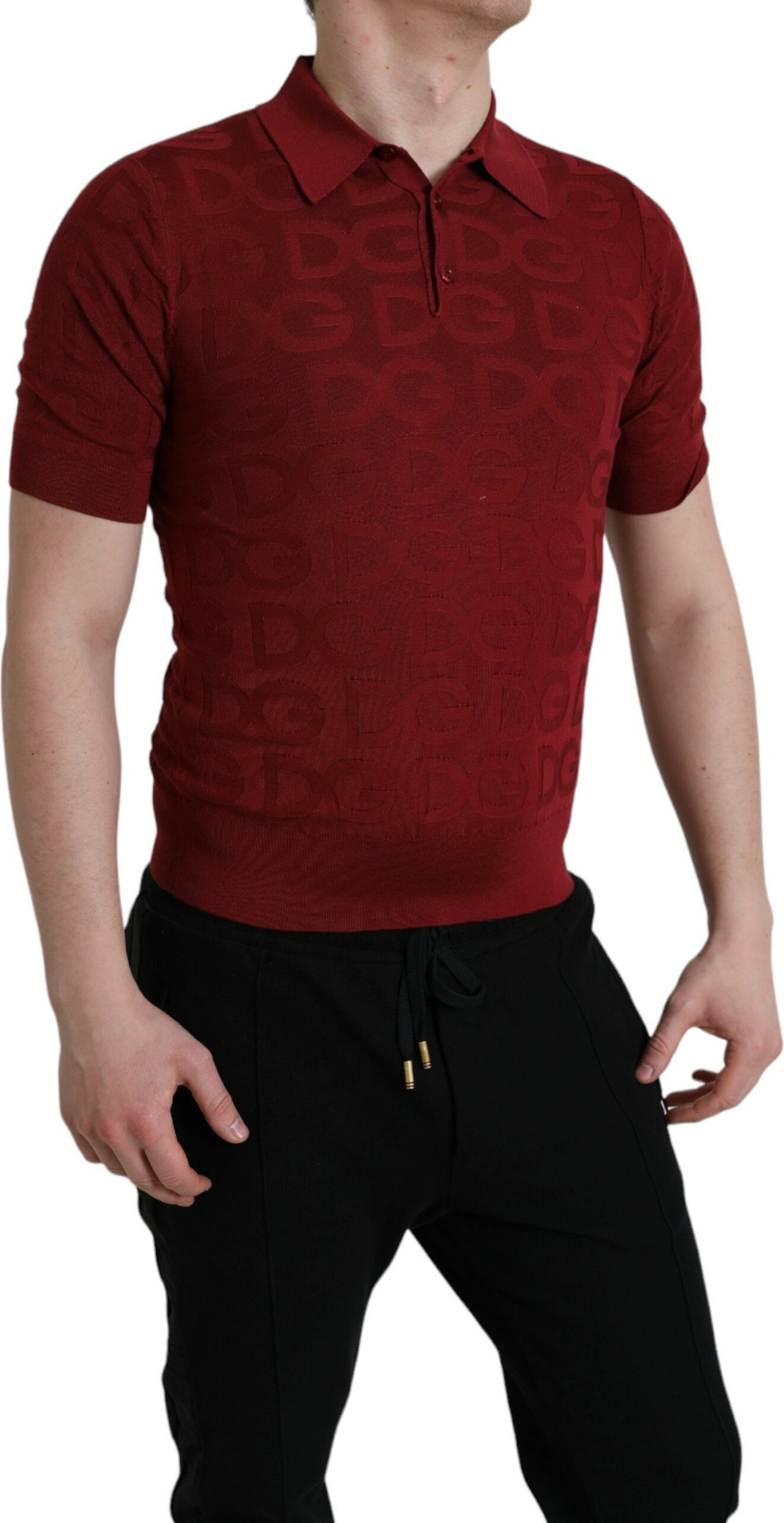 Dolce & Gabbana T-shirt Bordeaux yengil klassik ipak