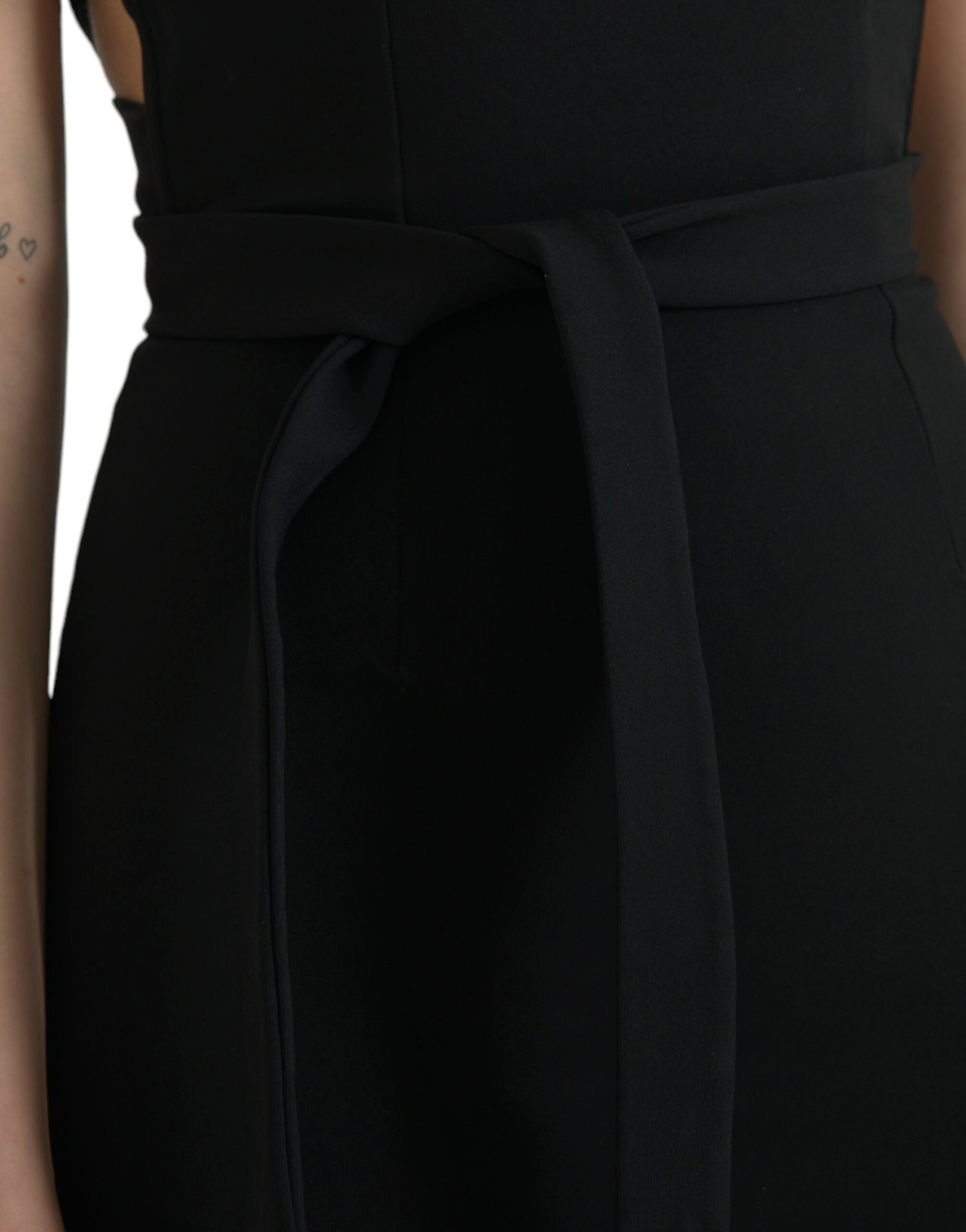 Dress Dolce & Gabbana Black Sheath Halter Sleeveless Midi Dress