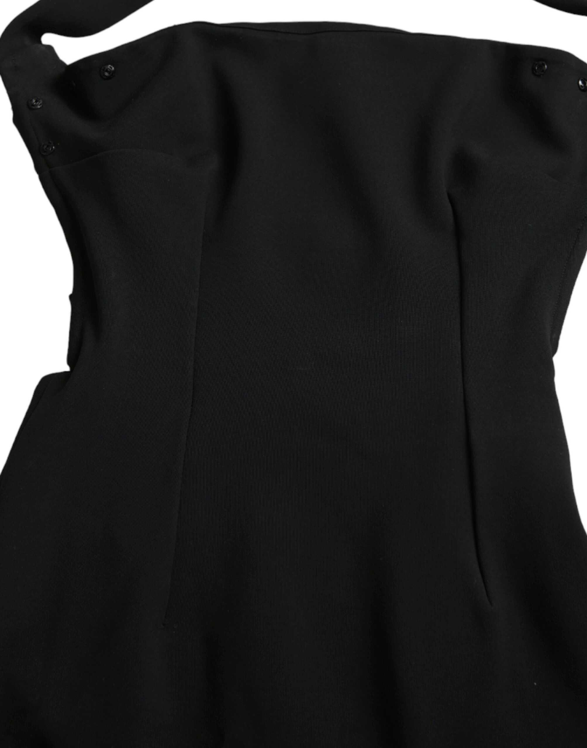 Dress Dolce & Gabbana Black Sheath Halter Sleeveless Midi Dress