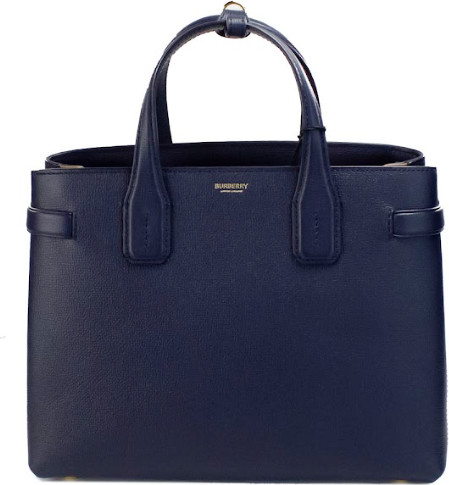 Handbag Purse Burberry Banner Medium Regency Blue Leather Tote Crossbody