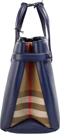 Handbag Purse Burberry Banner Medium Regency Blue Leather Tote Crossbody