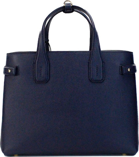 Handbag Purse Burberry Banner Medium Regency Blue Leather Tote Crossbody