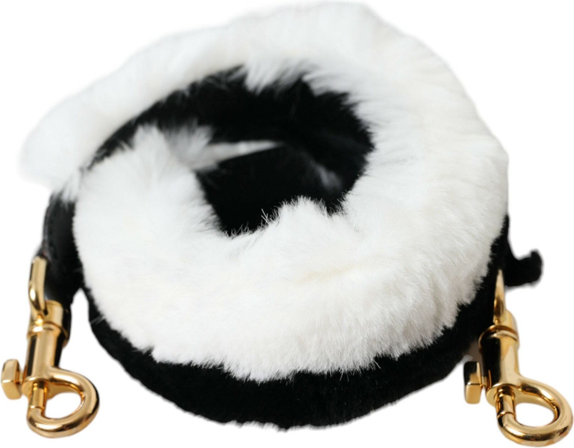 Shoulder Strap Dolce & Gabbana Black White Lapin Fur Accessory