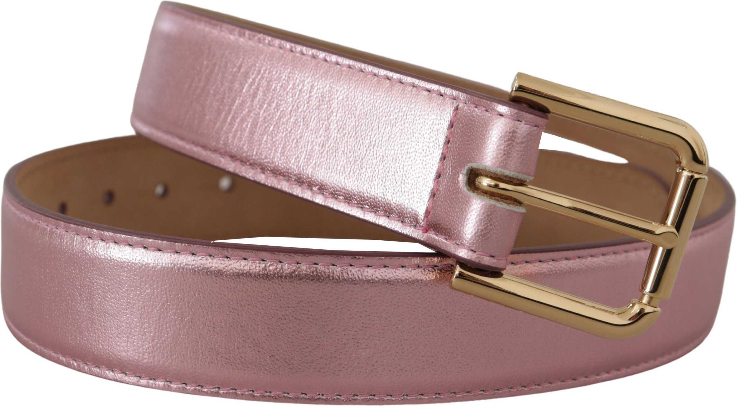 Kamari - Dolce & Gabbana Elegant Metallic Pink Leather Belt