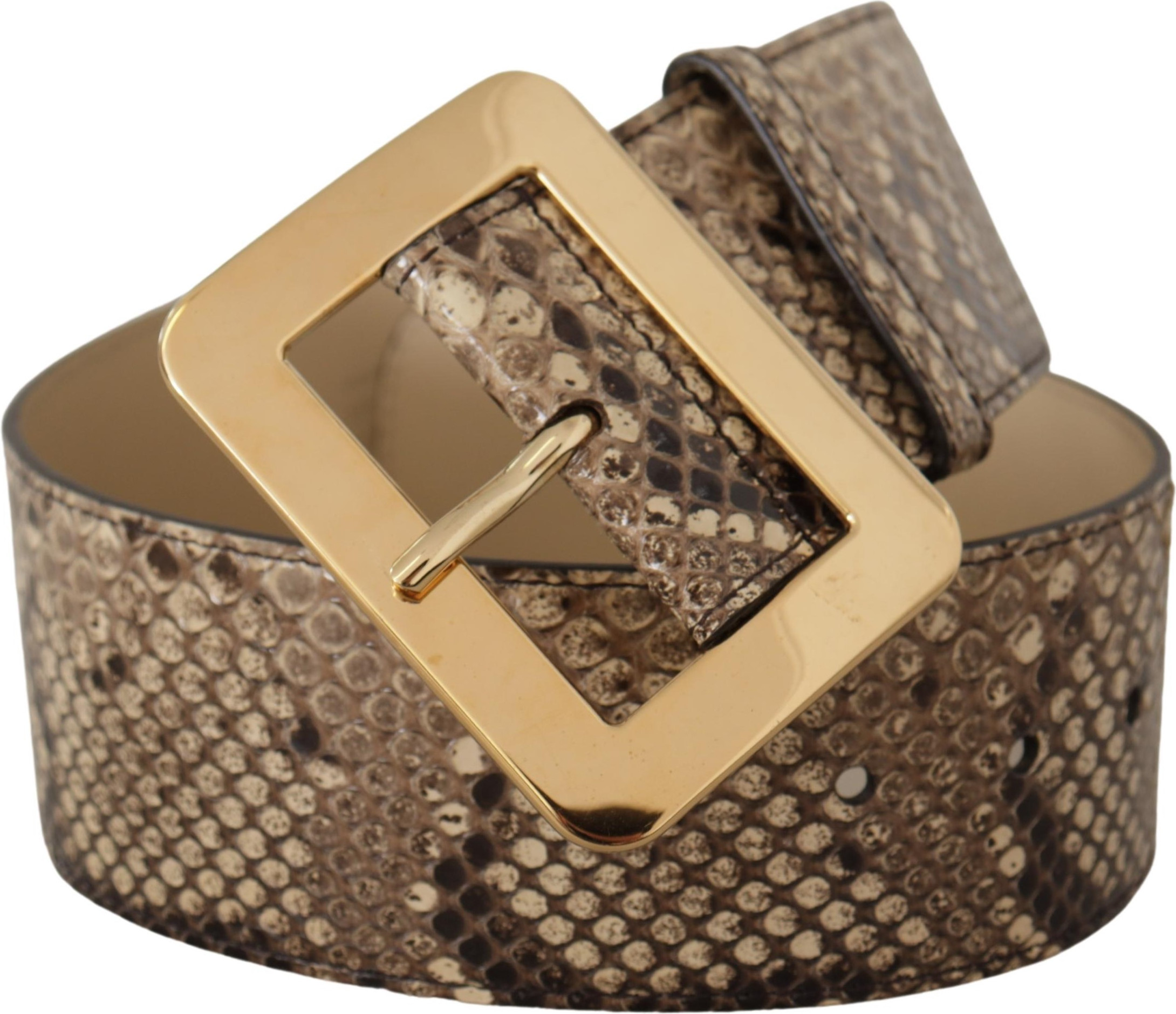 Belt Dolce & Gabbana Elegant Leather Belt with Engraved Buckle