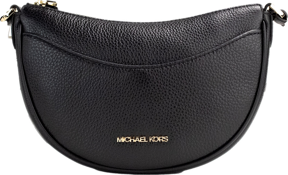 Crossbody Bag Michael Kors Dover Small Black Pebbled Leather Half Moon