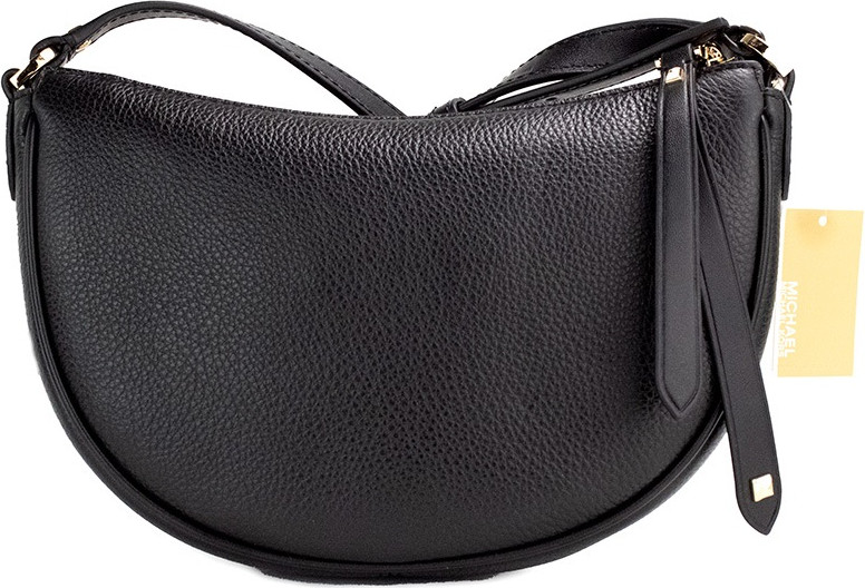 Crossbody Bag Michael Kors Dover Small Black Pebbled Leather Half Moon
