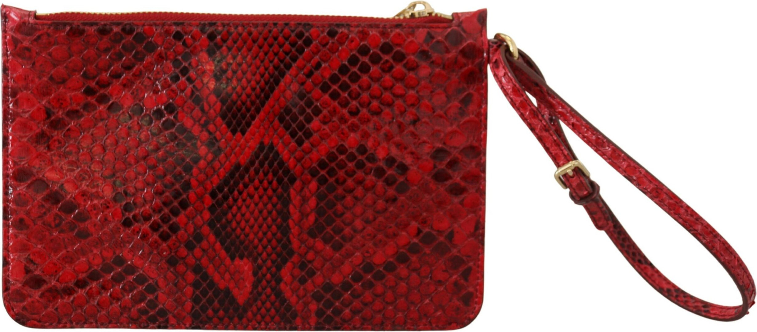 Dolce & Gabbana Elegant Red Leather Ayers Snake Clutch