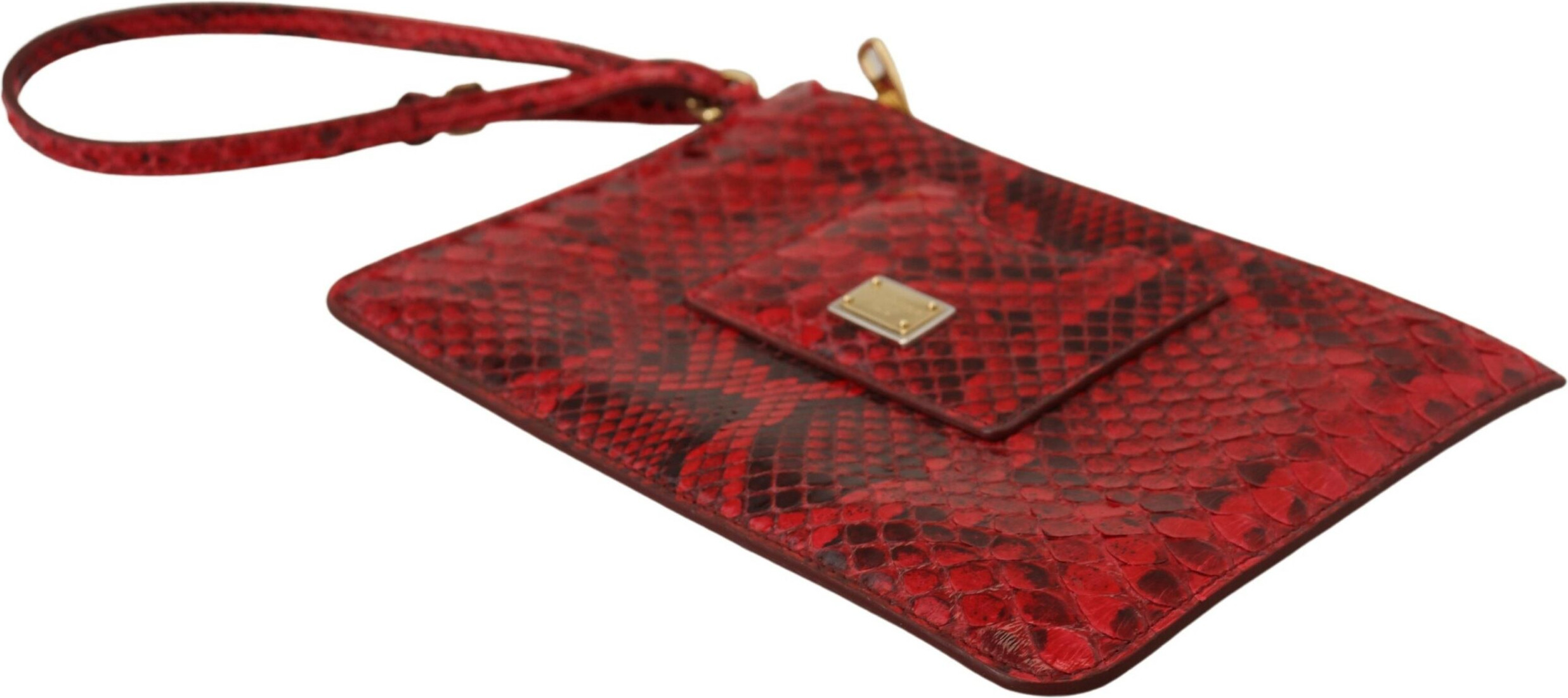 Dolce & Gabbana Elegant Red Leather Ayers Snake Clutch