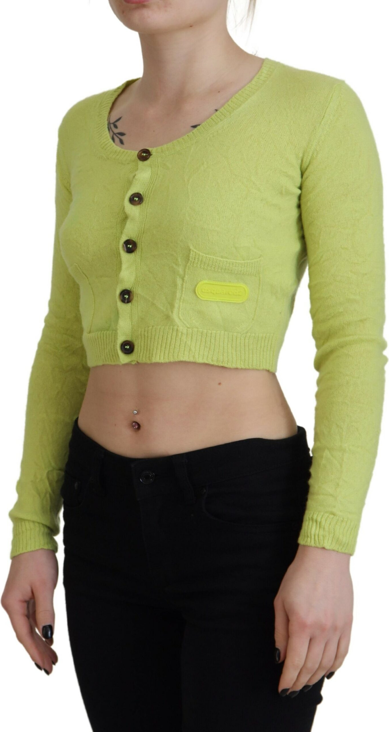 Dsquared2 dan yashil yengli sviter, kashmir, qisqa sviter